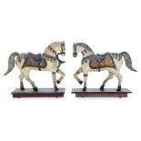 A PAIR OF INDIAN POLYCHROME GHODI WEDDING HORSES