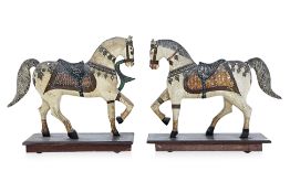 A PAIR OF INDIAN POLYCHROME GHODI WEDDING HORSES