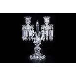 A BACCARAT CRYSTAL TWO LIGHT CANDELABRA