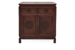 A CHINESE ROSEWOOD SIDE CABINET