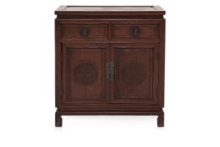 A CHINESE ROSEWOOD SIDE CABINET