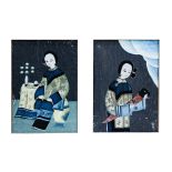 TWO CHINESE REVERSE GLASS PAINTINGS