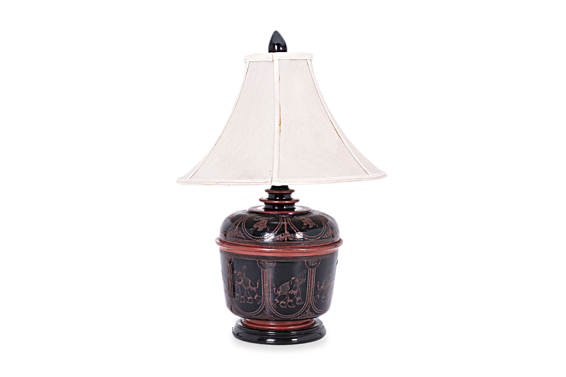 A BURMESE LACQUER TABLE LAMP