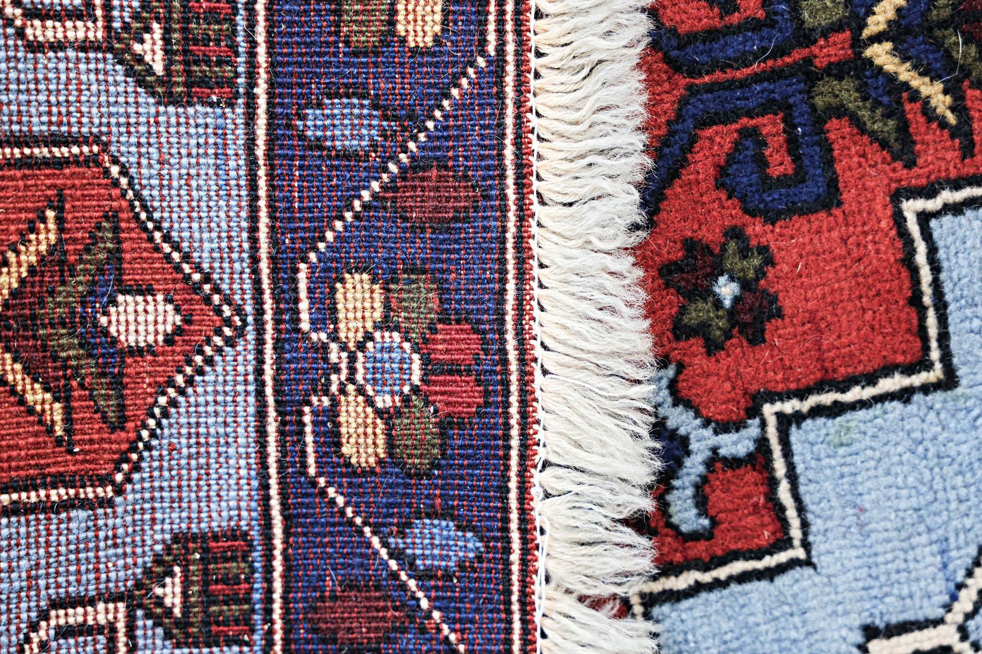 A SMALL SQUARE TIBETAN WOOL RUG - Image 3 of 3