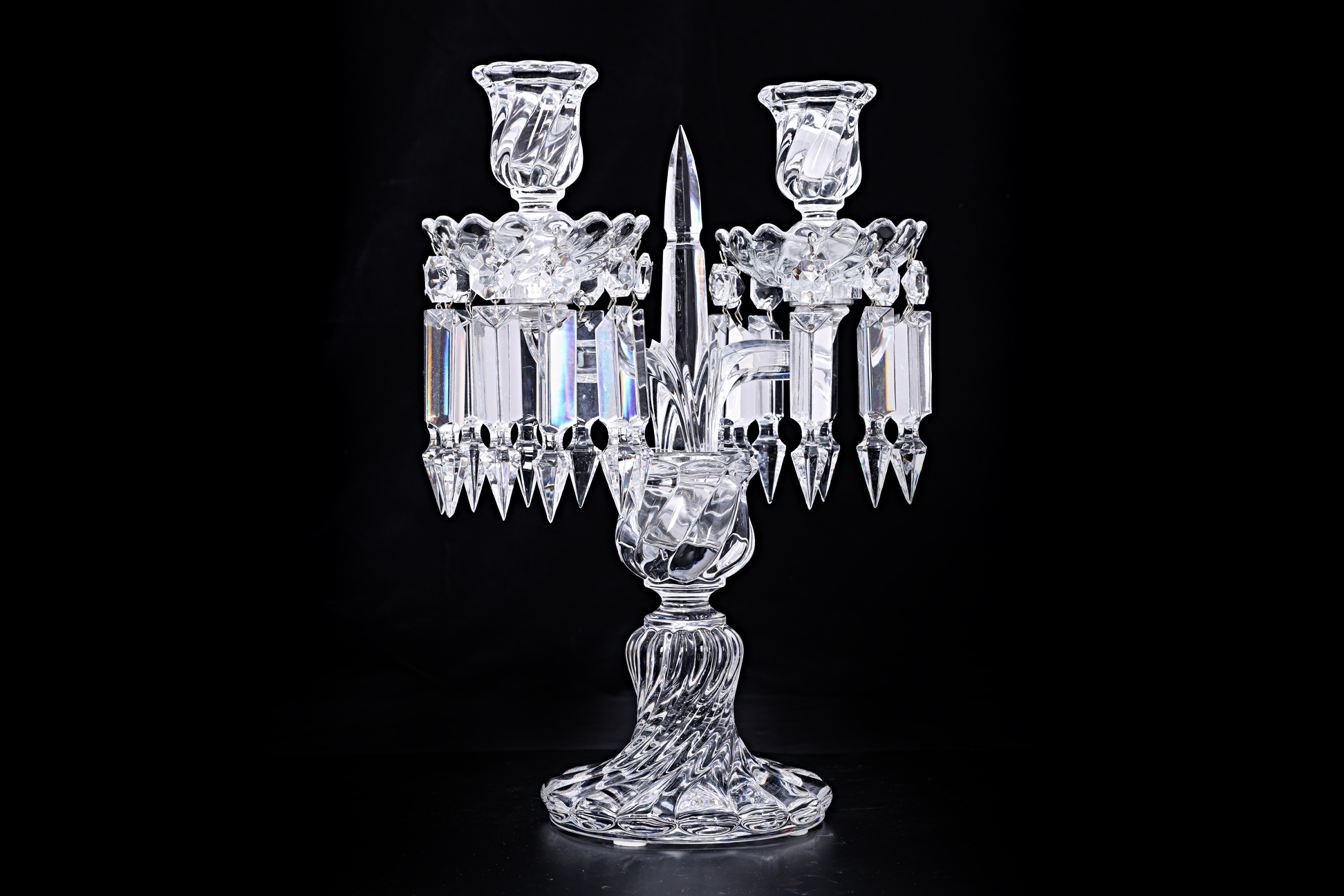 A BACCARAT CRYSTAL TWO LIGHT CANDELABRA - Image 2 of 3