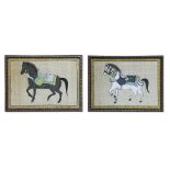 A PAIR OF INDIAN HORSE PAINTINGS ON SILK
