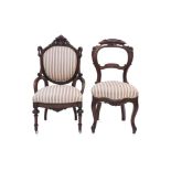 TWO ENGLISH VICTORIAN MAHOGANY SIDE CHAIRS