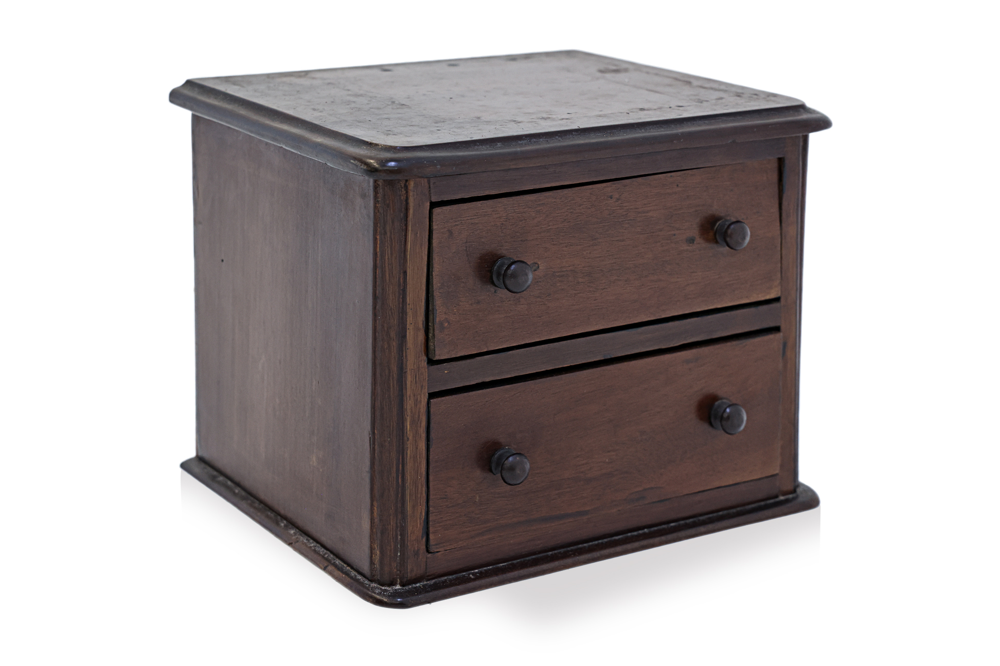 A MINIATURE TWO DRAWER CHEST AND WOODEN JEWELLERY BOX - Image 5 of 6