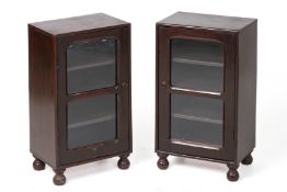 A PAIR OF SMALL ORIENTAL GLAZED HARDWOOD TABLE CABINETS