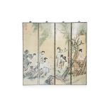 A SET OF FOUR CHINESE PAINTED SCREEN PANELS