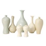 A GROUP OF SEVEN CHINESE BLANC DE CHINE PORCELAIN VASES