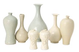 A GROUP OF SEVEN CHINESE BLANC DE CHINE PORCELAIN VASES