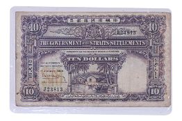 STRAITS SETTLEMENTS 10 DOLLARS 1929