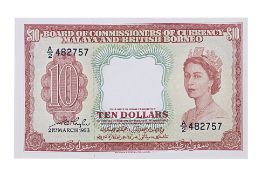 MALAYA AND BRITISH BORNEO 10 DOLLARS 1953
