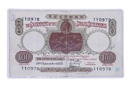 STRAITS SETTLEMENTS 100 DOLLARS 1925
