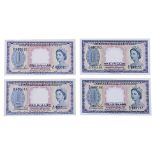 MALAYA & BRITISH BORNEO 1 DOLLAR 1953 CONSECUTIVE PAIRS