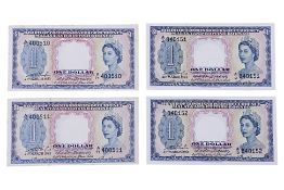 MALAYA & BRITISH BORNEO 1 DOLLAR 1953 CONSECUTIVE PAIRS