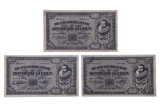 A GROUP OF NETHERLANDS INDIES 100 GULDEN 1925, 1928