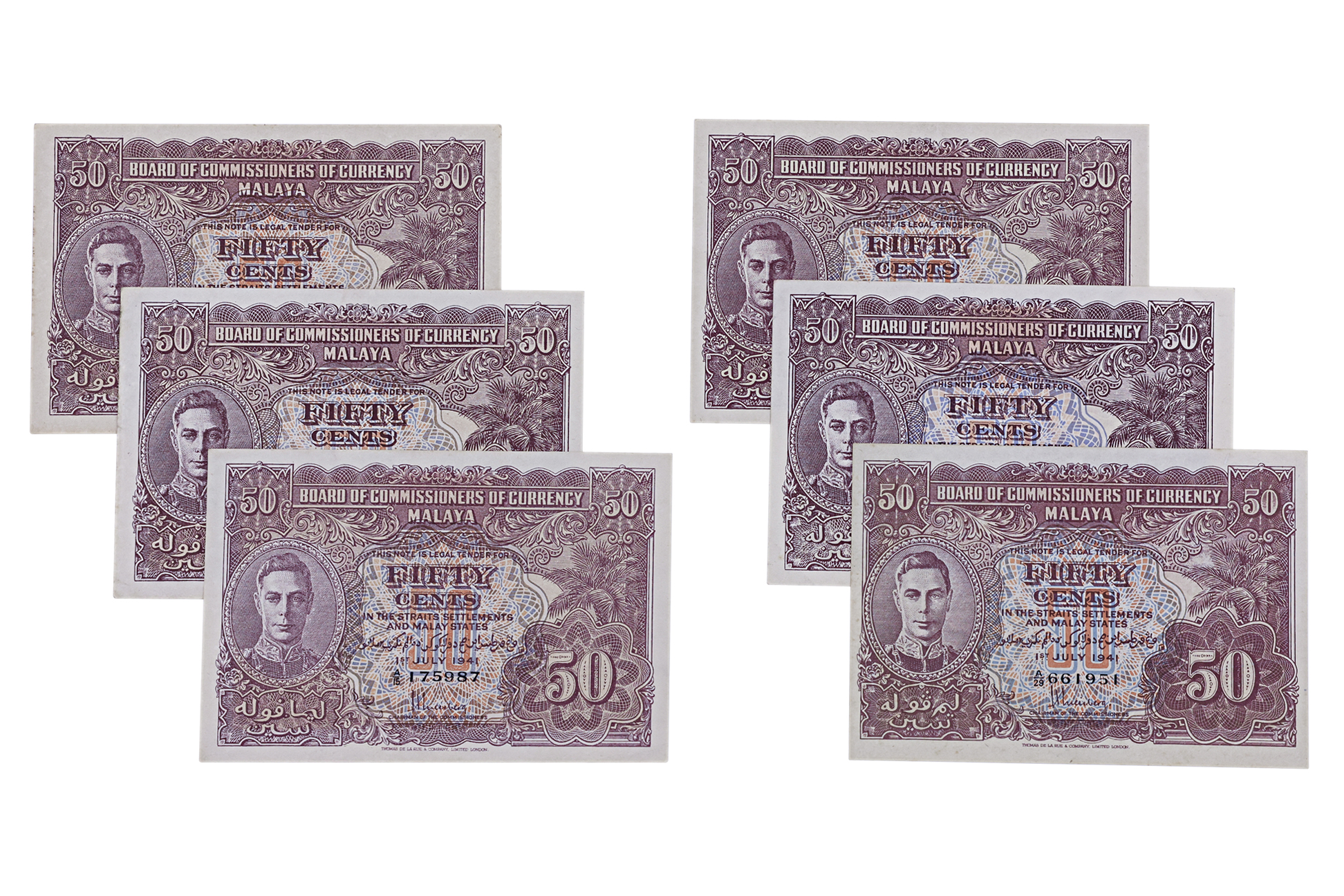 A GROUP OF MALAYA 50 CENTS 1941