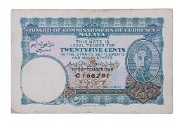 MALAYA 25 CENTS 1940 - SERIAL LETTER C