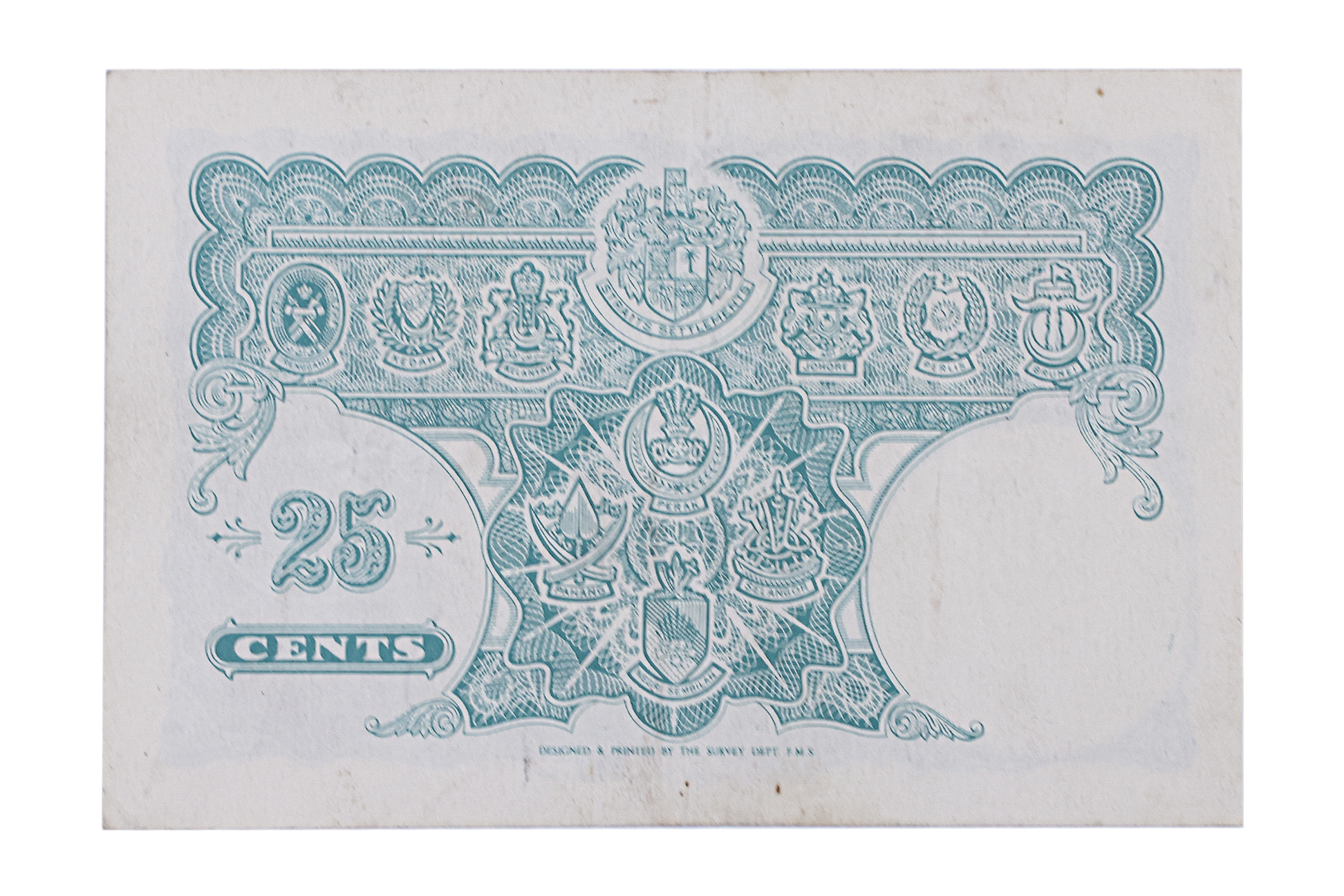 MALAYA 25 CENTS 1940 - SERIAL LETTER B - Image 2 of 2