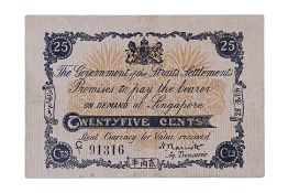 STRAITS SETTLEMENTS EMERGENCY ISSUE 25 CENTS 1917