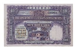 STRAITS SETTLEMENTS 10 DOLLARS 1925