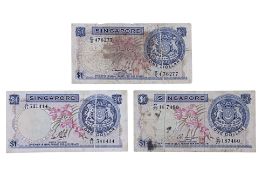 THREE SINGAPORE ORCHID SERIES GUTTER FOLD ERROR 1 DOLLAR