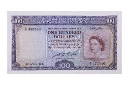 MALAYA AND BRITISH BORNEO 100 DOLLARS 1953