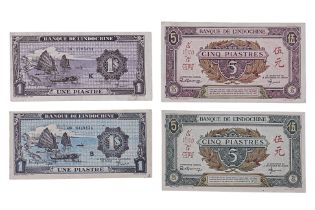 A GROUP OF BANQUE DE L'INDOCHINE PIASTRES 1942-45