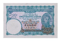 MALAYA 25 CENTS 1940 - SERIAL LETTER E