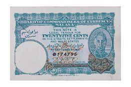 MALAYA 25 CENTS 1940 - SERIAL LETTER B