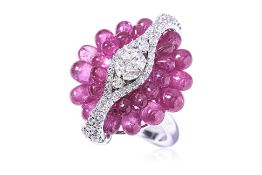 A DIAMOND AND RUBY 'BUBBLE' RING