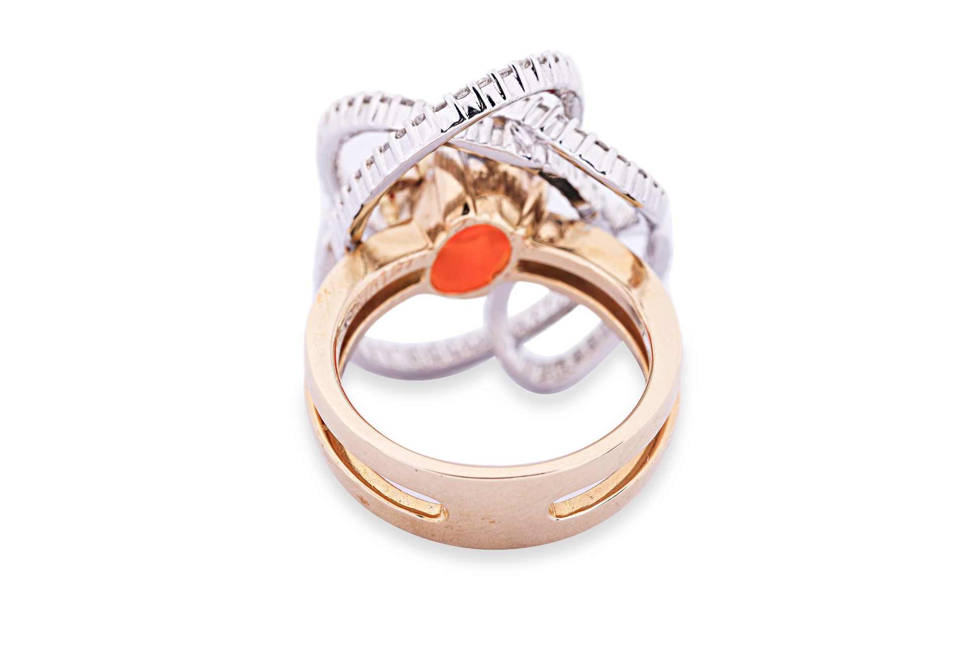 A FIRE OPAL AND DIAMOND RING - Image 3 of 4