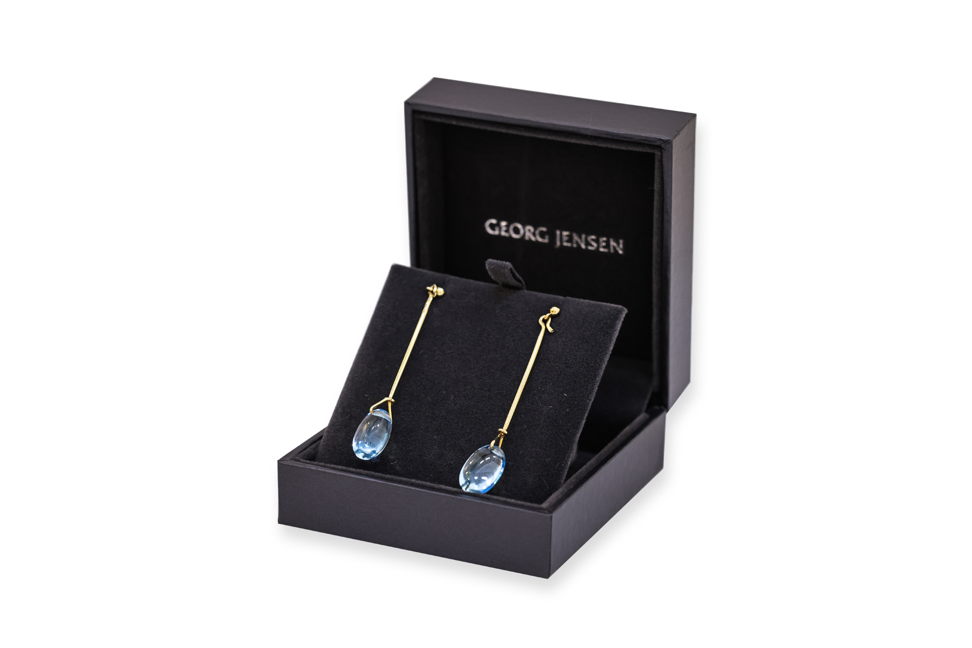 A PAIR OF BLUE TOPAZ 'DEW DROP' EARRINGS BY GEORG JENSEN - Image 4 of 5