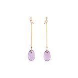 A PAIR OF AMETHYST 'DEW DROP' EARRINGS BY GEORG JENSEN