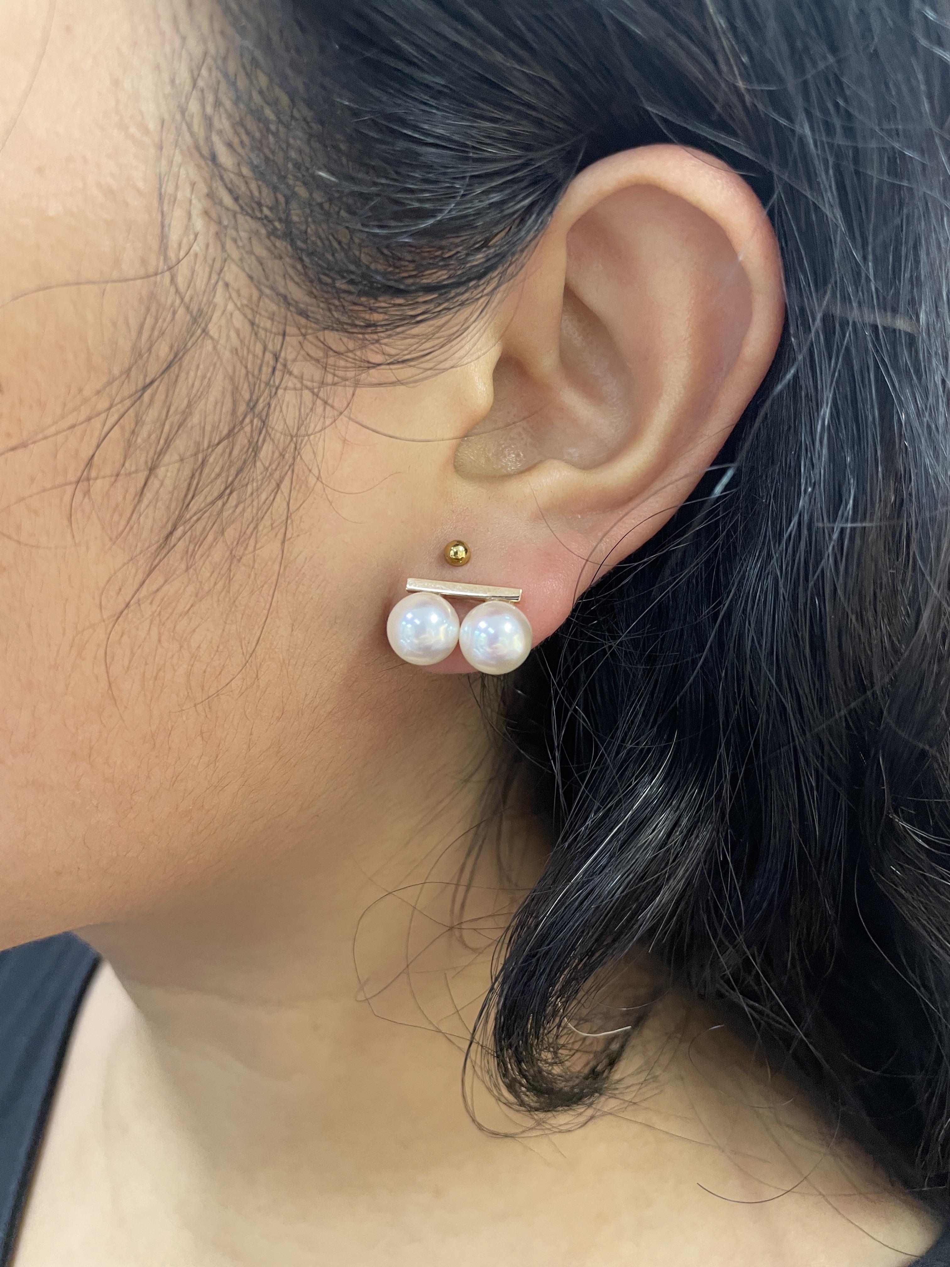 A PAIR OF DOUBLE AKOYA CULTURED PEARL STUDS EARRINGS - Image 4 of 4