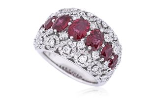 A RUBY AND DIAMOND RING