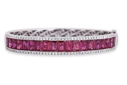 A RUBY AND DIAMOND BANGLE