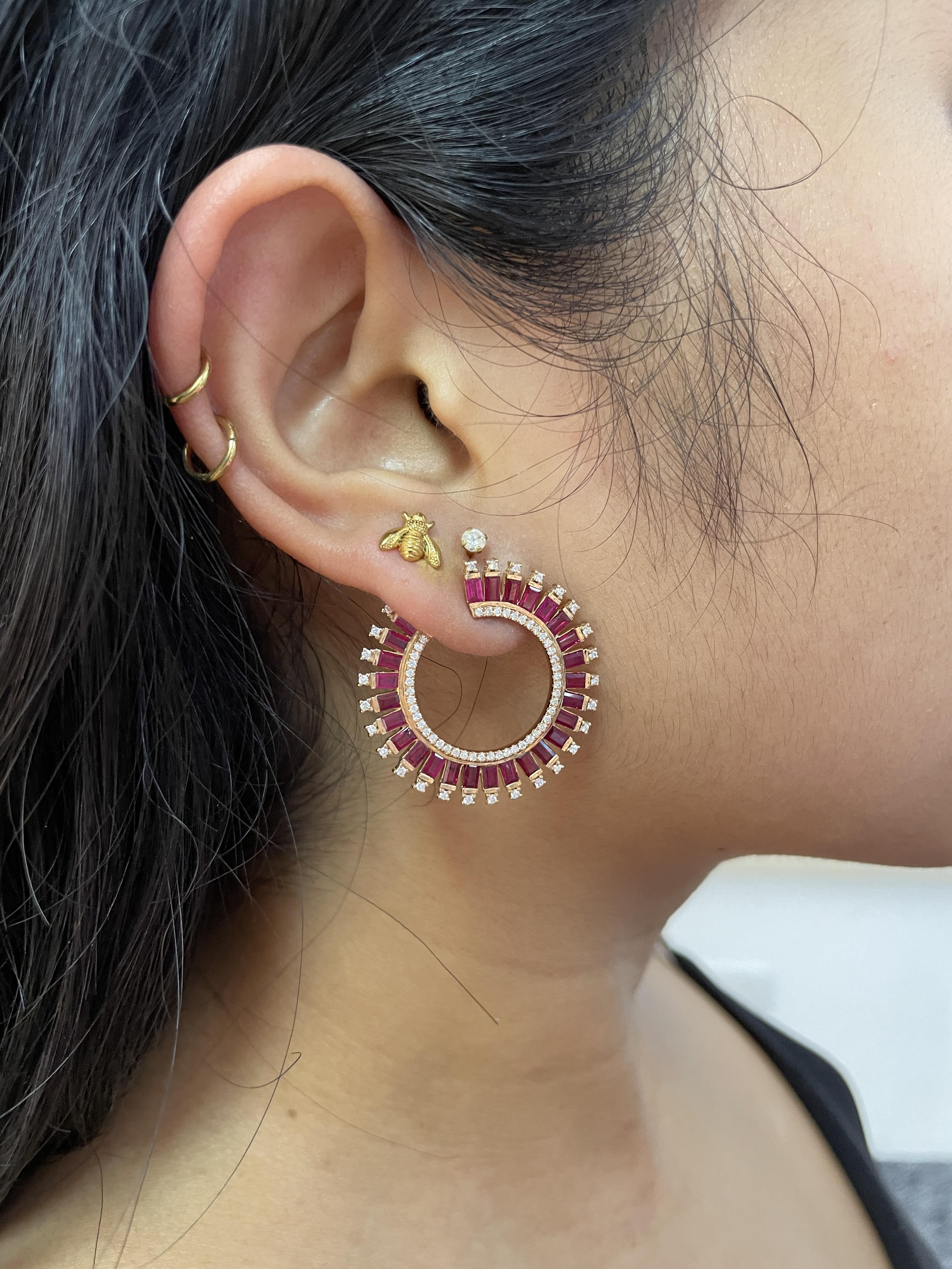 A PAIR OF RUBY AND DIAMOND EARRINGS - Image 4 of 4