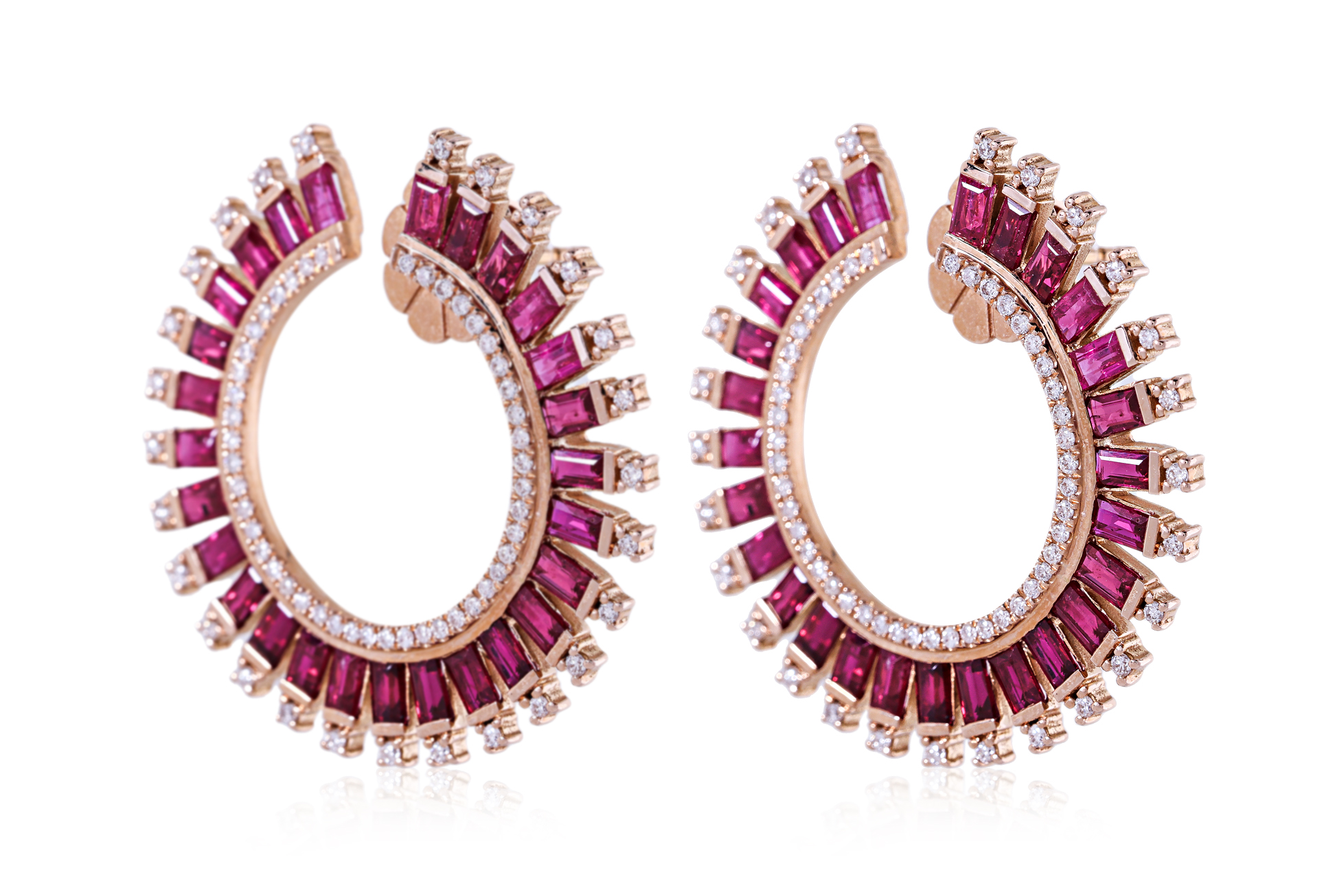 A PAIR OF RUBY AND DIAMOND EARRINGS - Image 2 of 4