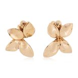 A PAIR OF LEAF SHAPED STUD EARRINGS BY PASQUALE BRUNI