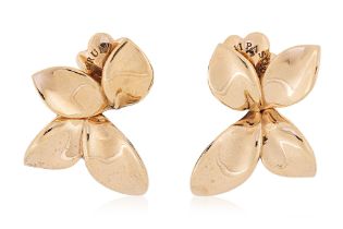 A PAIR OF LEAF SHAPED STUD EARRINGS BY PASQUALE BRUNI