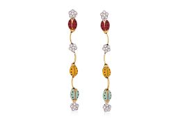 A PAIR OF DIAMOND & ENAMEL 'LADYBUG' EARRINGS BY AARON BASHA