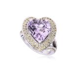 A KUNZITE AND MULTI COLOURED SAPPHIRE RING BY MAUBOUSSIN