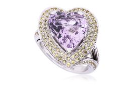 A KUNZITE AND MULTI COLOURED SAPPHIRE RING BY MAUBOUSSIN