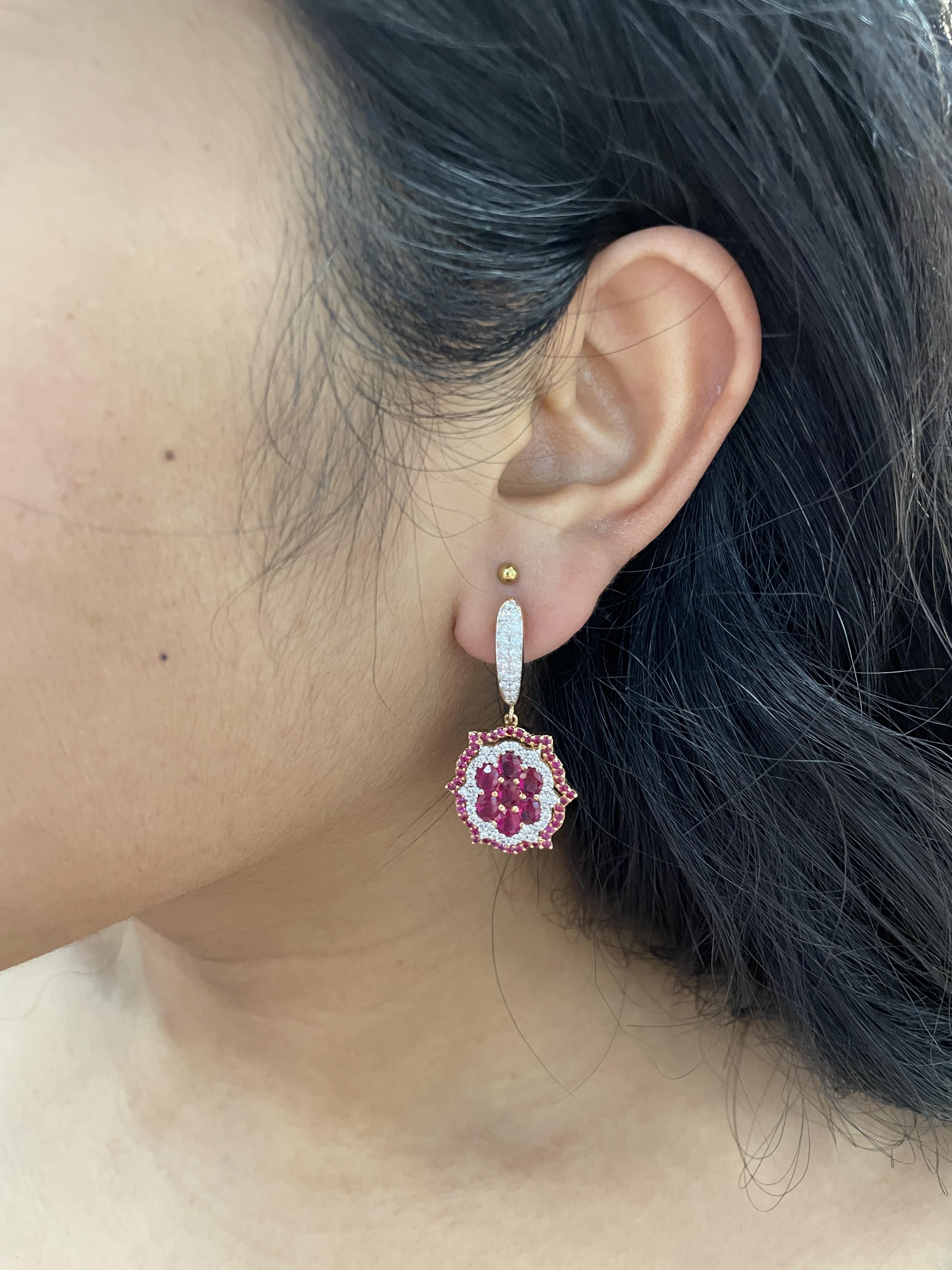 A PAIR OF RUBY AND DIAMOND DROP EARRINGS - Image 4 of 4
