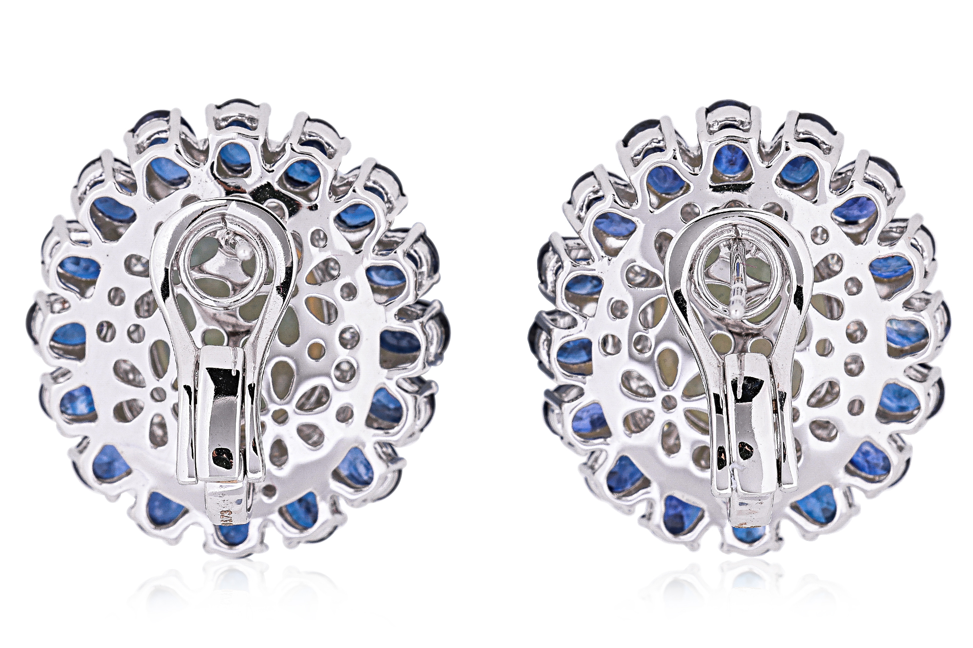 A PAIR OF OPAL, SAPPHIRE AND DIAMOND CLIP EARRINGS - Image 3 of 4