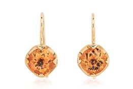 A PAIR OF CITRINE DROP EARRINGS BY FUJIMORI KAJITA