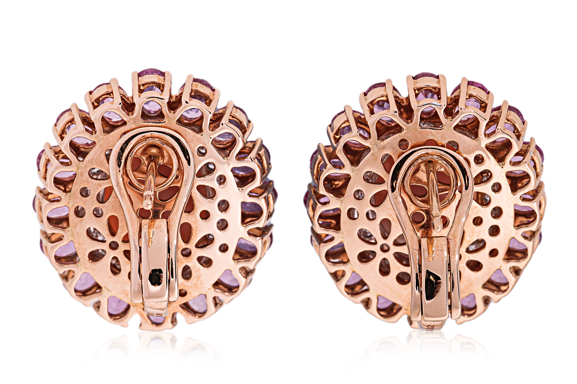 A PAIR OF CORAL, PINK SAPPHIRE AND DIAMOND CLIP EARRINGS - Image 3 of 4